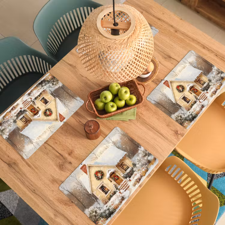 Kerst - Huis - Winter - Sneeuw Placemat vinyl groot -zzsfeer5_Kitchenyeah-website