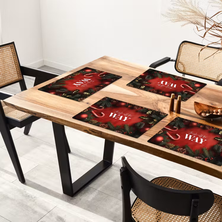 Kerst - Quote - Rood - Kerstballen Placemat vinyl groot -zzsfeer4_Kitchenyeah-website