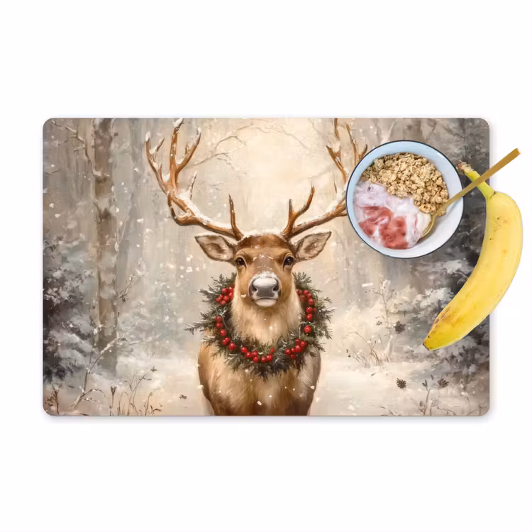 Kerst - Rendier - Winter - Krans Placemat vinyl groot -zzzproduct_Kitchenyeah-website
