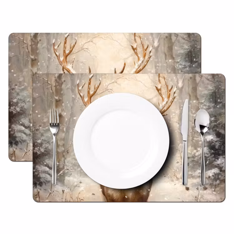 Kerst - Rendier - Winter - Krans Placemat vinyl groot -zzsfeer2_Kitchenyeah-website