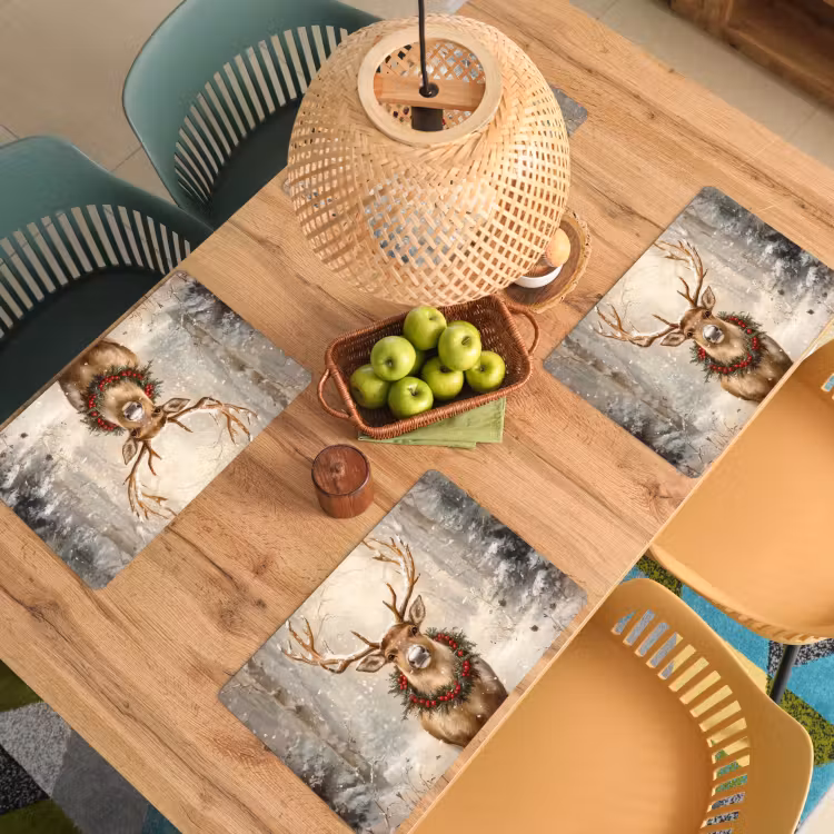 Kerst - Rendier - Winter - Krans Placemat vinyl groot -zzsfeer5_Kitchenyeah-website
