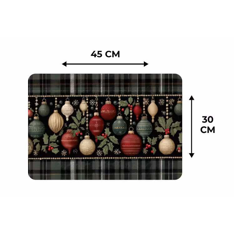 Kerstballen - Rood - Hulsttakken - Patroon Placemat vinyl groot -specs
