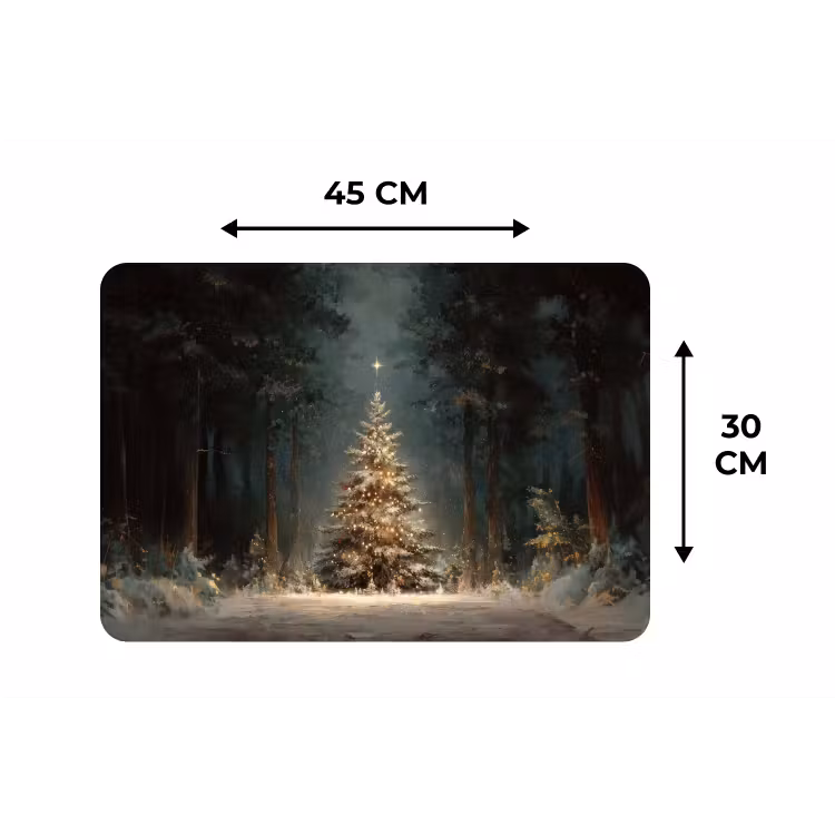 Kerstboom - Bos - Sneeuw - meerkleurig Placemat vinyl groot -specs