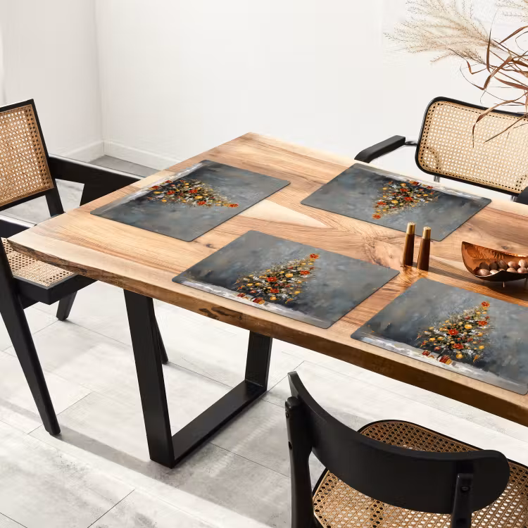 Kerstboom - Cadeaus - Rood - Goud Placemat vinyl groot -zzsfeer4_Kitchenyeah-website