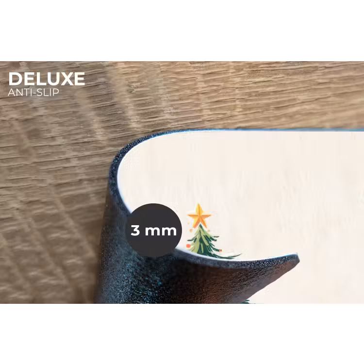 Kerstboom - Illustratie - Ster - Sneeuw Placemat vinyl groot -closeup