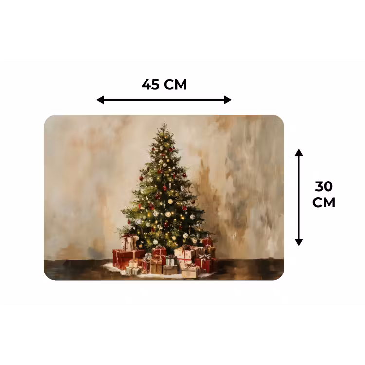 Kerstboom - Versierd - Kleurrijk Placemat vinyl groot -specs