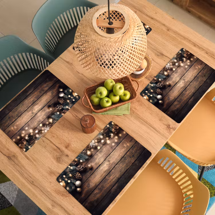 Kerstdecoratie - Houten - Dennenappel - Bruin Placemat vinyl groot -zzsfeer5_Kitchenyeah-website