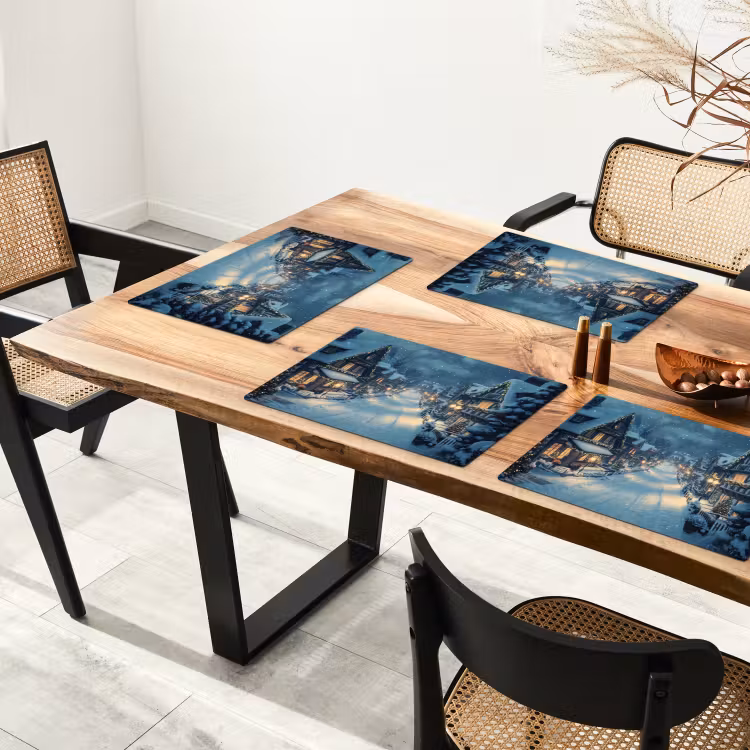 Kerstdorp - Kerst - Sneeuw - Winter Placemat vinyl groot -zzsfeer4_Kitchenyeah-website