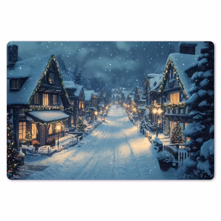 Kerstdorp - Kerst - Sneeuw - Winter Placemat vinyl groot -zzsfeer1_Kitchenyeah-website