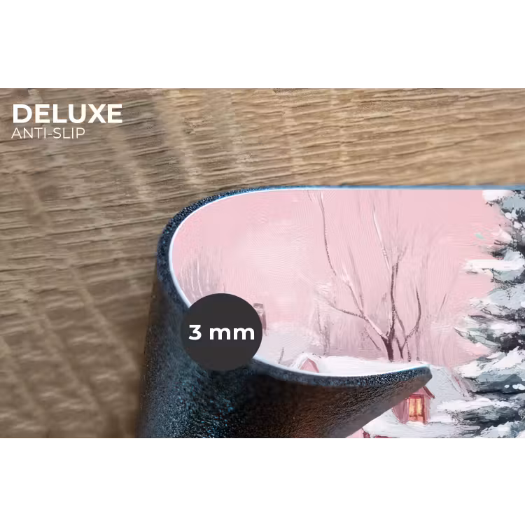 Kerstdorp - Roze - Winter - Sneeuw - Huizen Placemat vinyl groot -closeup