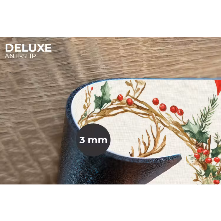 Kerstkrans - Hert - Hulst - Rood Placemat vinyl groot -closeup