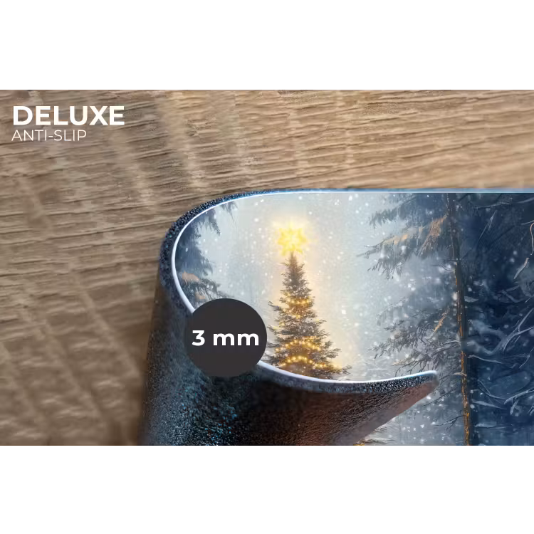 Kerstlicht - Woud - Hert - Donker Placemat vinyl groot -closeup