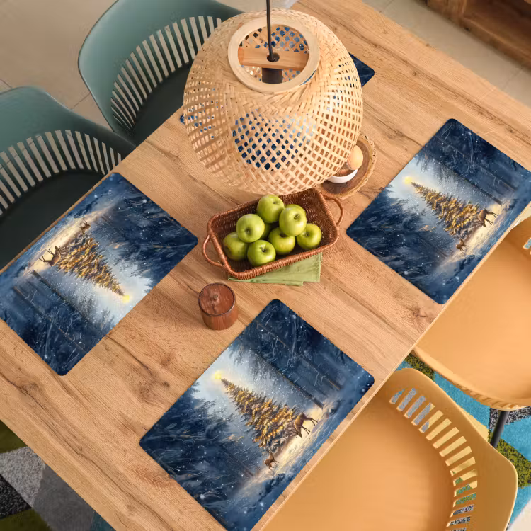 Kerstlicht - Woud - Hert - Donker Placemat vinyl groot -zzsfeer5_Kitchenyeah-website