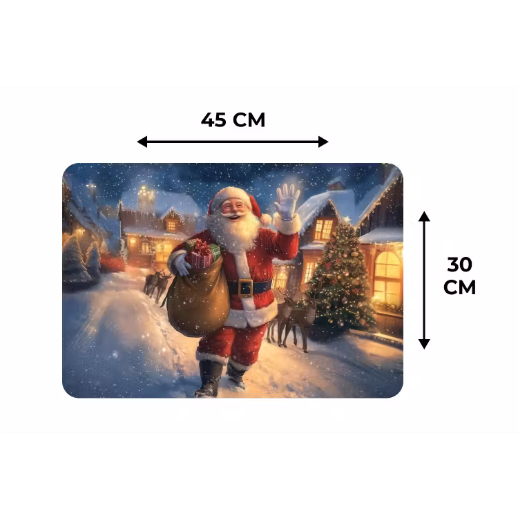 Kerstman - Dorp - Hert - Donker Placemat vinyl groot -specs