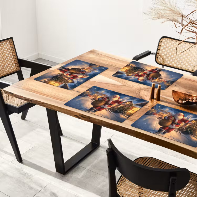 Kerstman - Dorp - Hert - Donker Placemat vinyl groot -zzsfeer4_Kitchenyeah-website