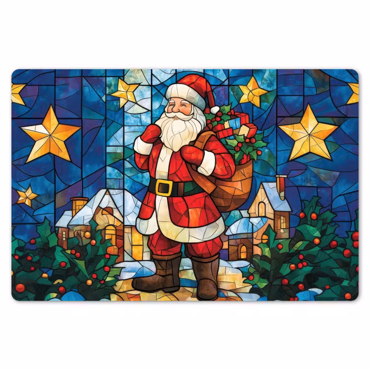 Kerstman - Glas - Kleurrijk Placemat vinyl groot -zzsfeer1_Kitchenyeah-website