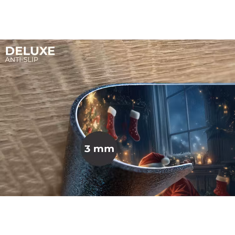Kerstman - Haard - Donker Placemat vinyl groot -closeup