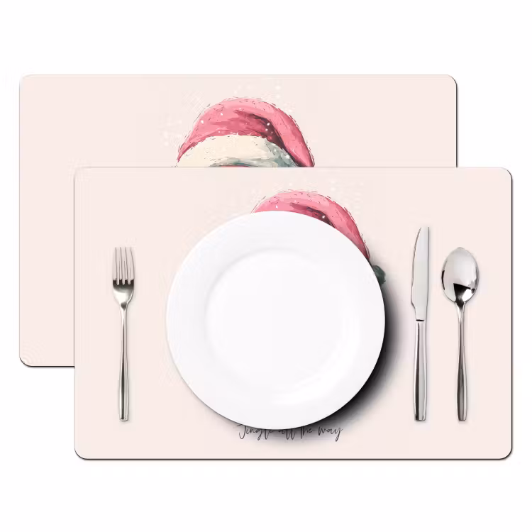 Kerstman - Kerst - Quote - Beige Placemat vinyl groot -zzsfeer2_Kitchenyeah-website