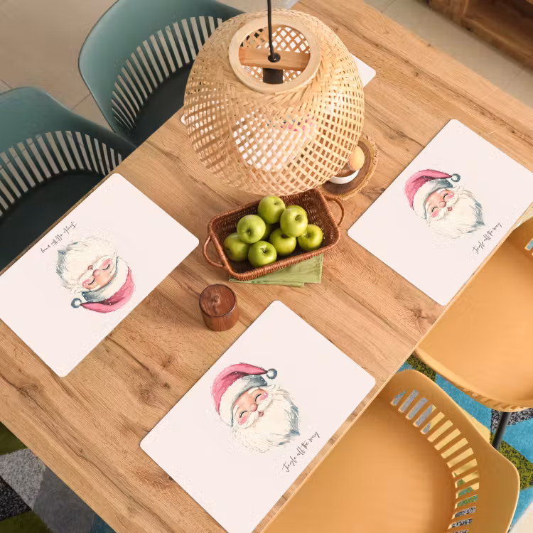 Kerstman - Kerst - Quote - Beige Placemat vinyl groot -zzsfeer5_Kitchenyeah-website