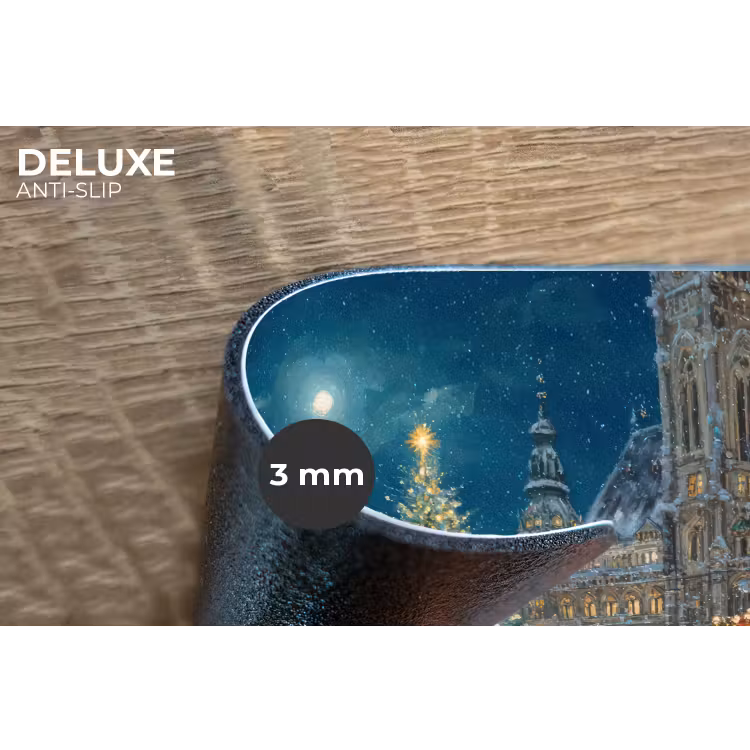 Kerstnacht - Stadsplein - Meerkleurig Placemat vinyl groot -closeup
