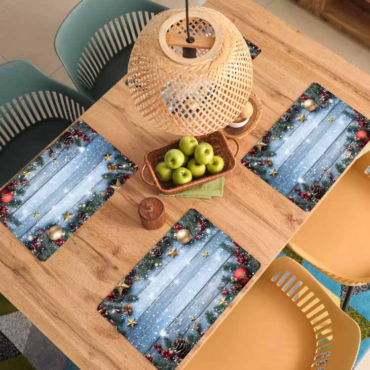 Kerstomlijsting - Sneeuw - Meerkleurig Placemat vinyl groot -zzsfeer5_Kitchenyeah-website