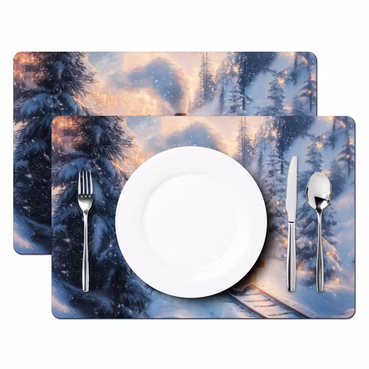 Kersttrein - Sneeuw - Winter - Kerst Placemat vinyl groot -zzsfeer2_Kitchenyeah-website