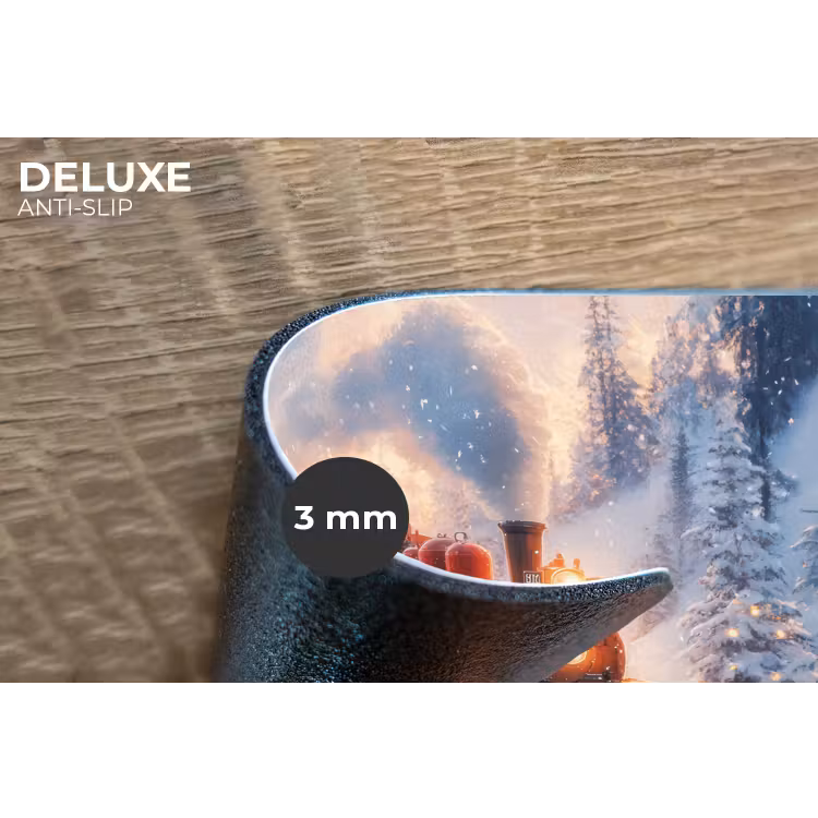 Kersttrein - Sneeuw - Winter - Kerst Placemat vinyl groot -closeup