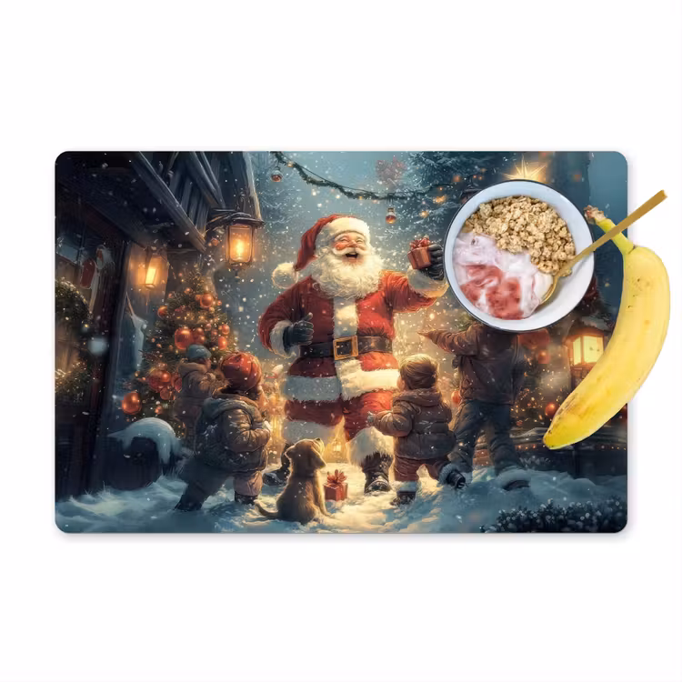 Kerstvreugde - Sneeuw - Kleurrijk Placemat vinyl groot -zzzproduct_Kitchenyeah-website