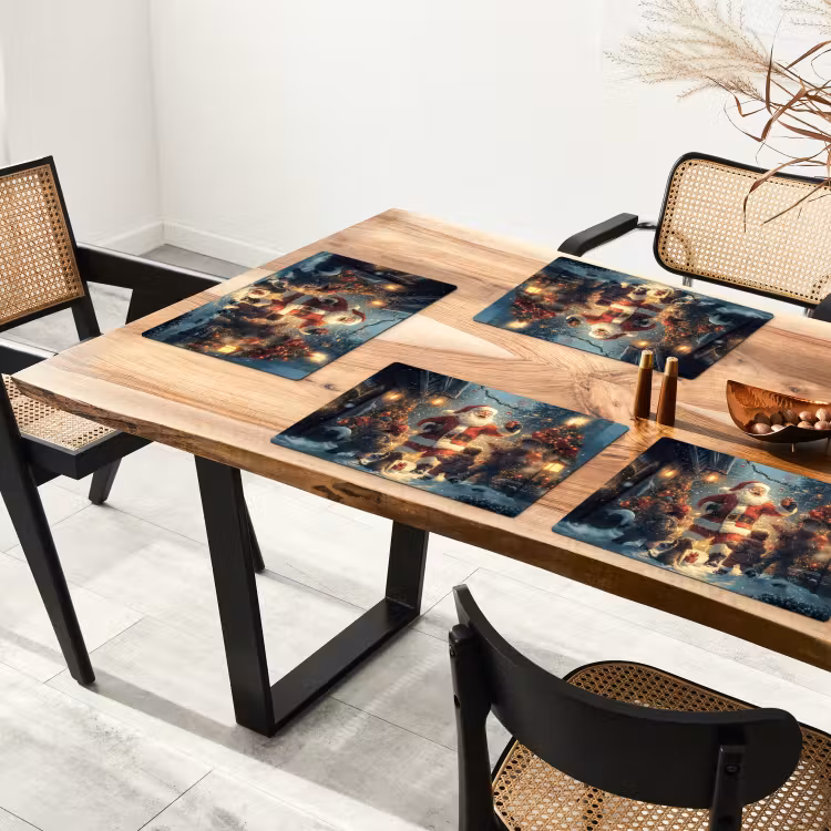 Kerstvreugde - Sneeuw - Kleurrijk Placemat vinyl groot -zzsfeer4_Kitchenyeah-website