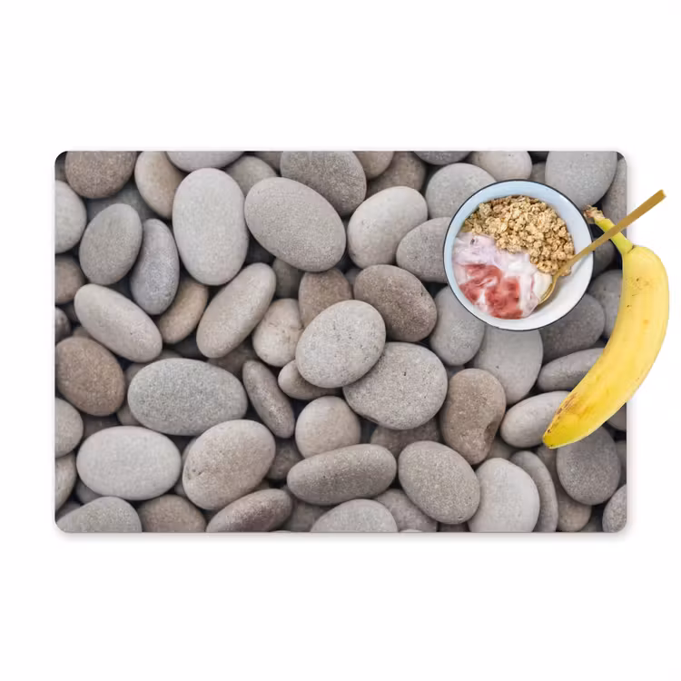 Kiezels - Stenen - Grijs Placemat vinyl groot -zzzproduct_Kitchenyeah-website