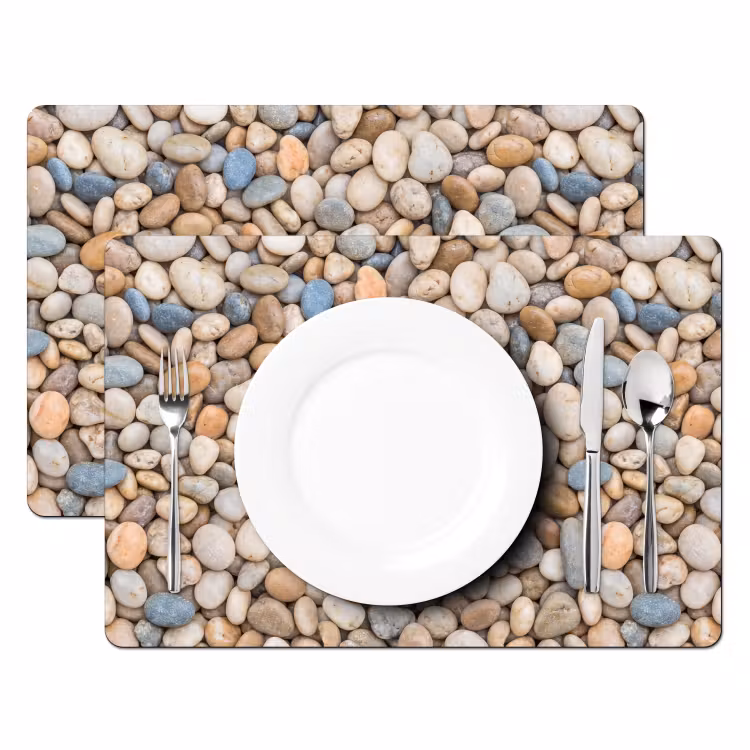 Kiezelstenen - Natuur - Textuur - Beige - Grijs Placemat vinyl groot -zzsfeer2_Kitchenyeah-website