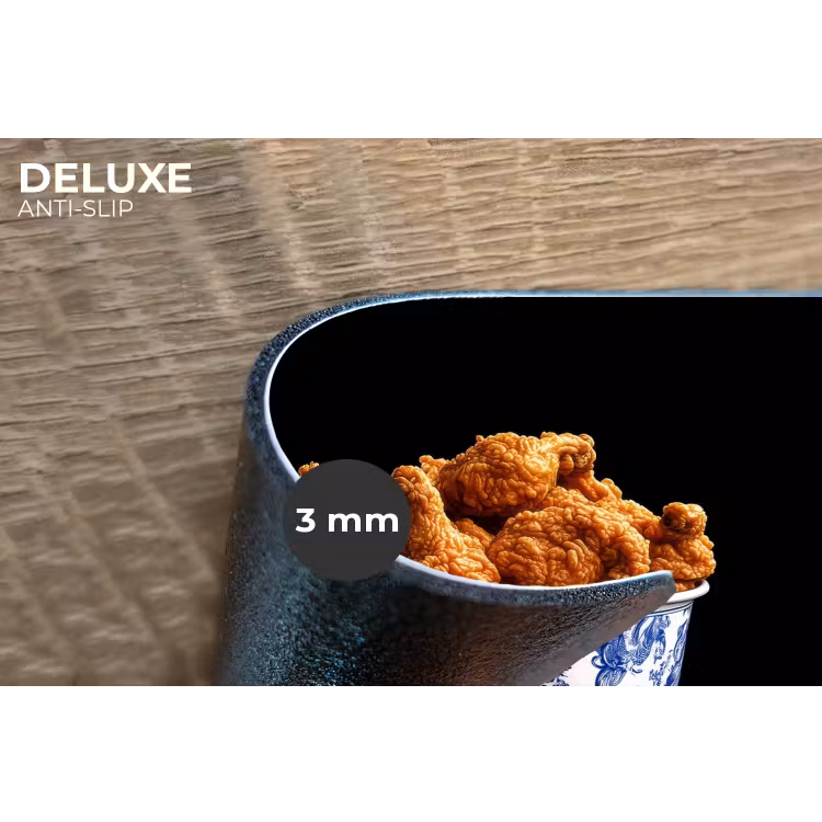 Kip - Bucket - Delfts blauw - Lekker Placemat vinyl groot -closeup