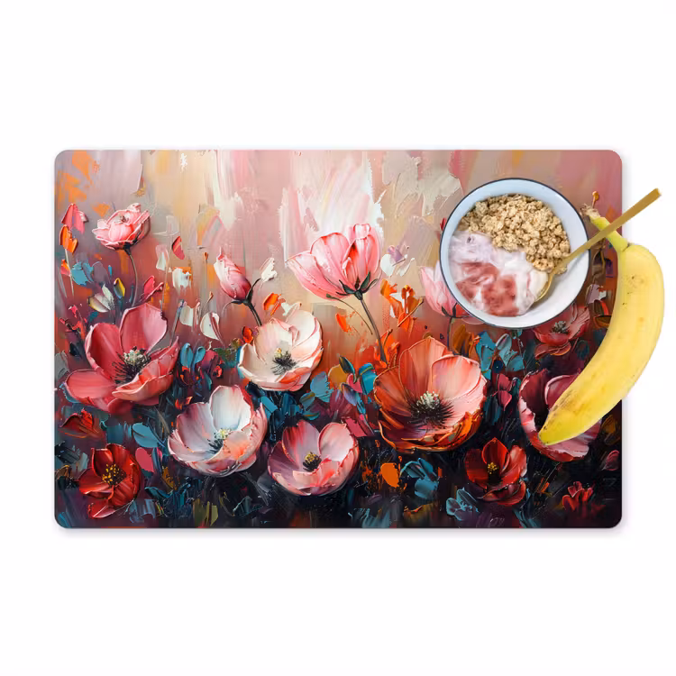 Klaprozen - Roze - Bloemen - Botanisch - Kunst Placemat vinyl groot -zzzproduct_Kitchenyeah-website