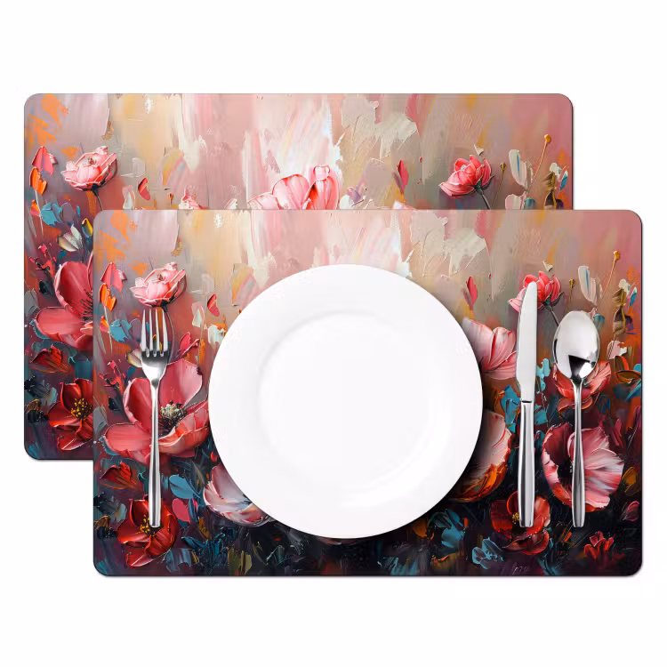 Klaprozen - Roze - Bloemen - Botanisch - Kunst Placemat vinyl groot -zzsfeer2_Kitchenyeah-website