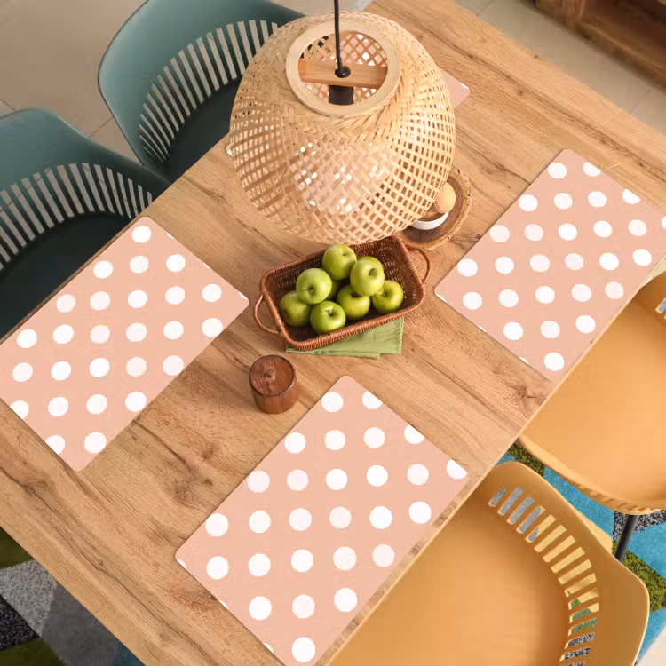 Klassiek - Polka - Perzik Placemat vinyl groot 368 -zzsfeer5_Kitchenyeah-website