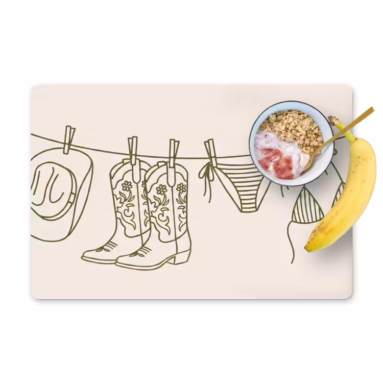 Kleding - Waslijn - Zomer - Lijntekening - Groen Placemat vinyl groot -zzzproduct_Kitchenyeah-website