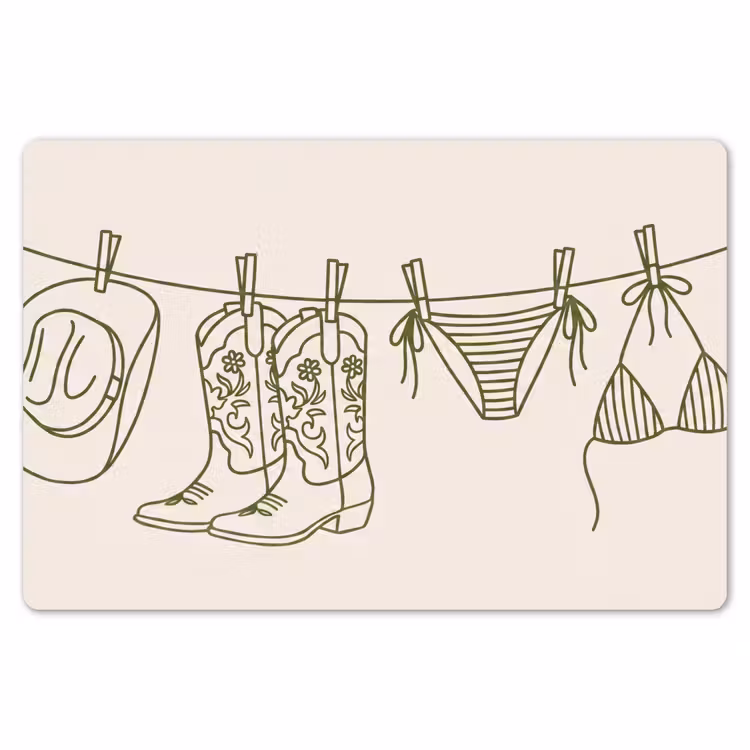Kleding - Waslijn - Zomer - Lijntekening - Groen Placemat vinyl groot -zzsfeer1_Kitchenyeah-website