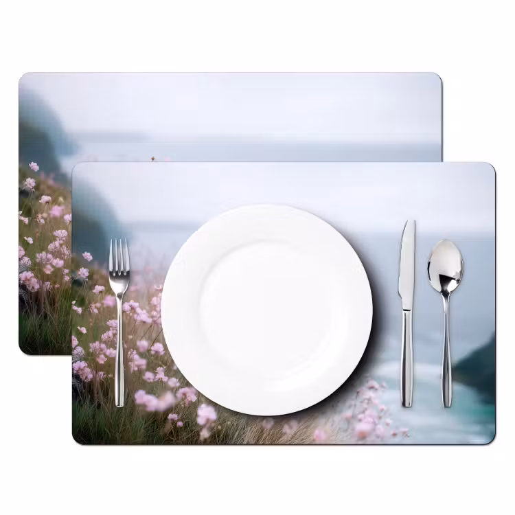Klif - Bloemen - Zee - Roze Placemat vinyl groot -zzsfeer2_Kitchenyeah-website