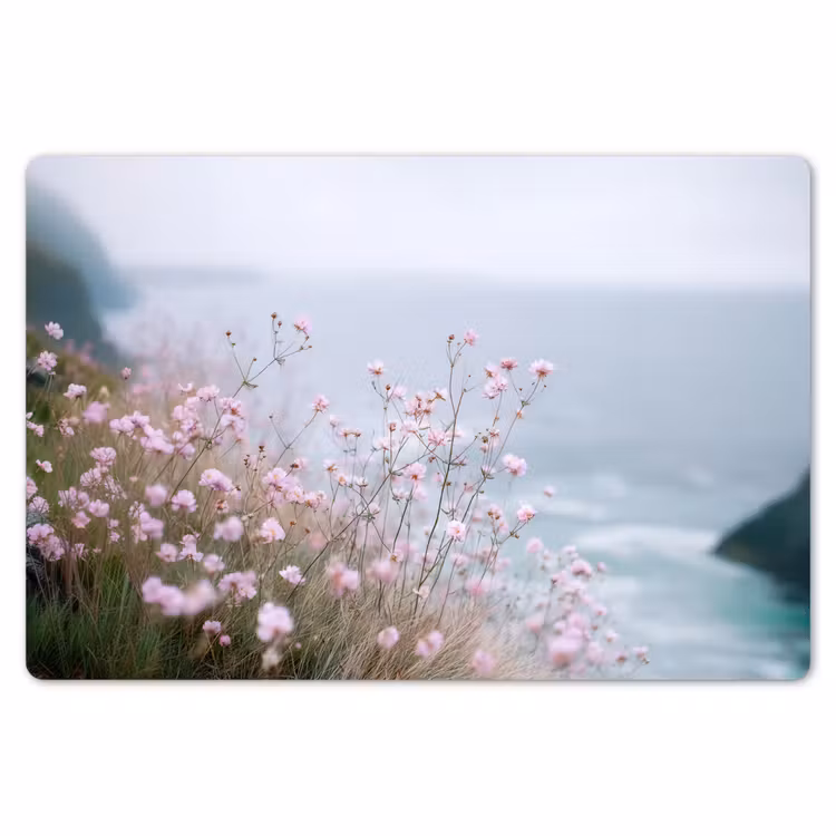 Klif - Bloemen - Zee - Roze Placemat vinyl groot -zzsfeer1_Kitchenyeah-website
