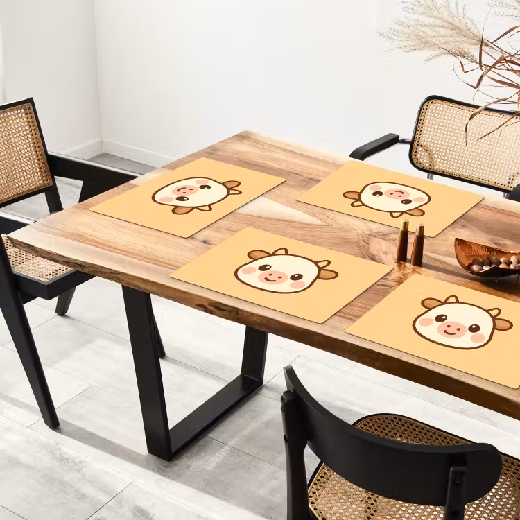 Koe - Oranje - Cartoon Placemat vinyl groot -zzsfeer4_Kitchenyeah-website