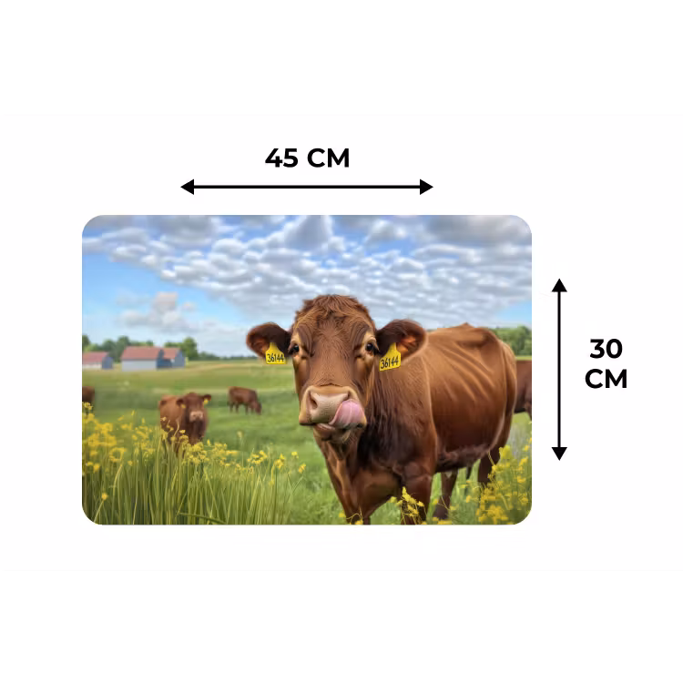 Koe - Weide - Bloemen Placemat vinyl groot -specs