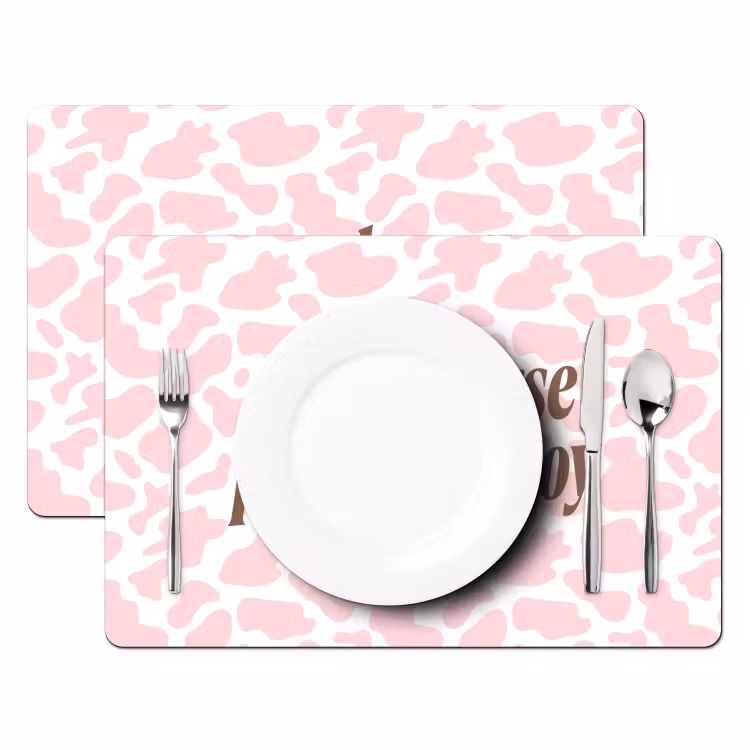Koeienprint - Roze - Cowboy - Horse Placemat vinyl groot -zzsfeer2_Kitchenyeah-website
