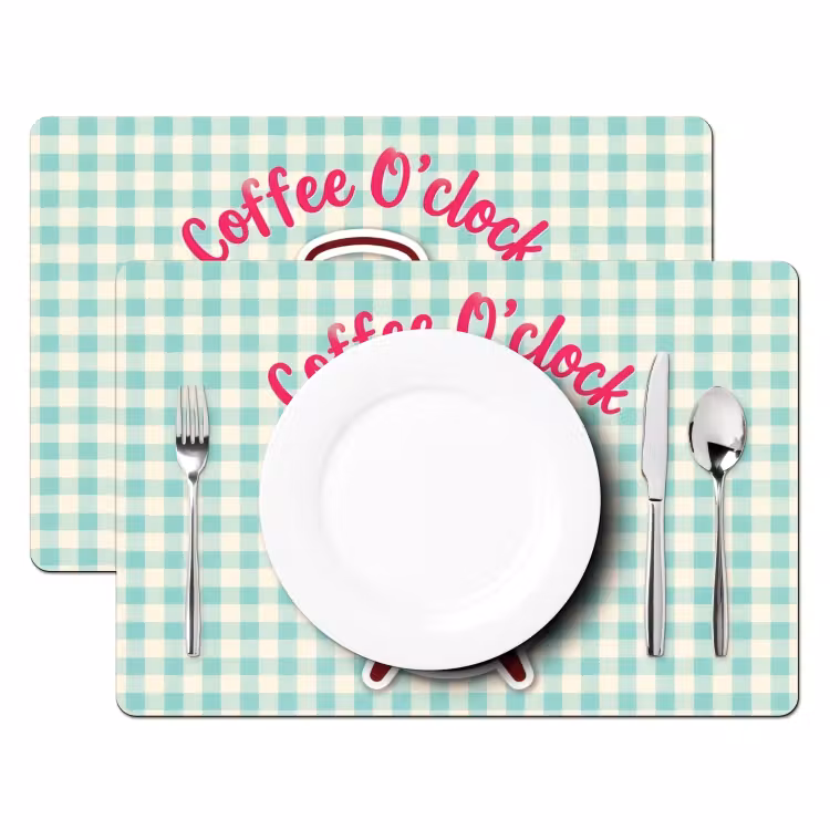 Koffie - Klok - Groen Placemat vinyl groot -zzsfeer2_Kitchenyeah-website