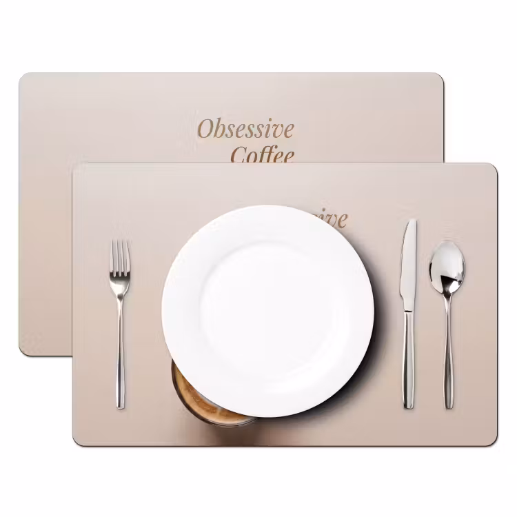 Koffie - Obessive Coffee Disorder - Beige Placemat vinyl groot -zzsfeer2_Kitchenyeah-website