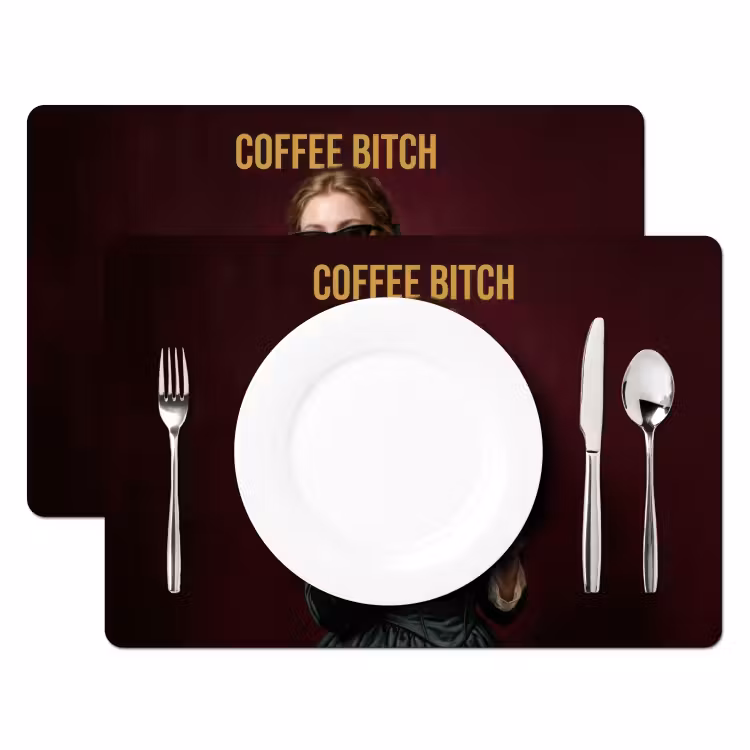 Koffie - Vrouw - Middelvinger Placemat vinyl groot -zzsfeer2_Kitchenyeah-website