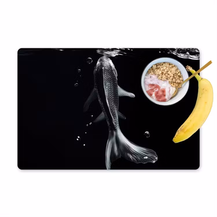 Koi - Vissen - Water - Zwart Placemat vinyl groot -zzzproduct_Kitchenyeah-website