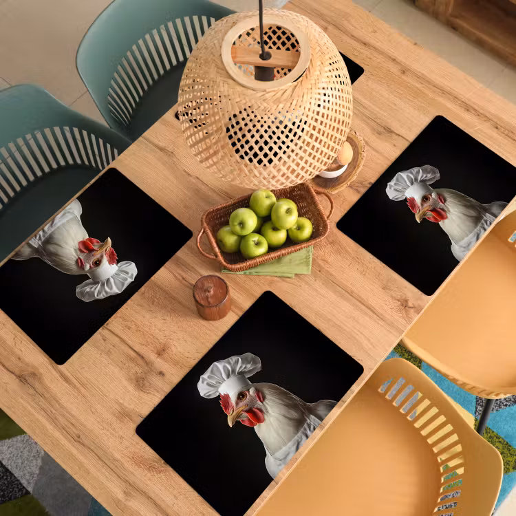 Kok - Rood - Kip Placemat vinyl groot -zzsfeer5_Kitchenyeah-website