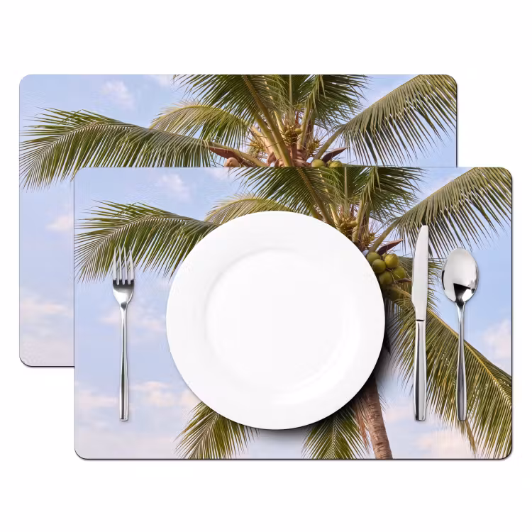 Kokosnoot - Boom - Tropisch - Natuur - Groen Placemat vinyl groot -zzsfeer2_Kitchenyeah-website