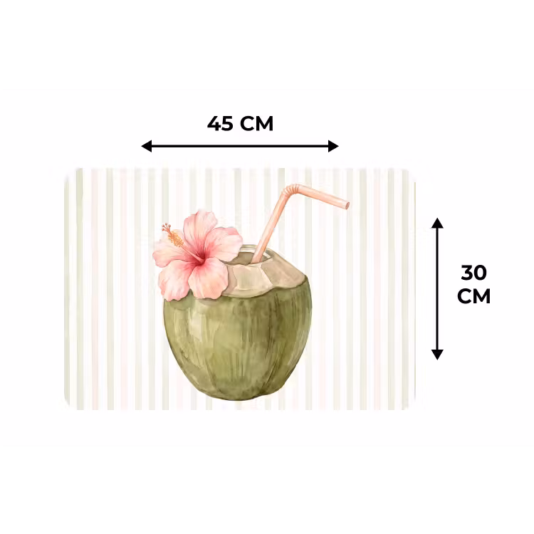 Kokosnoot - Drank - Tropisch - Illustratie - Zomer Placemat vinyl groot -specs