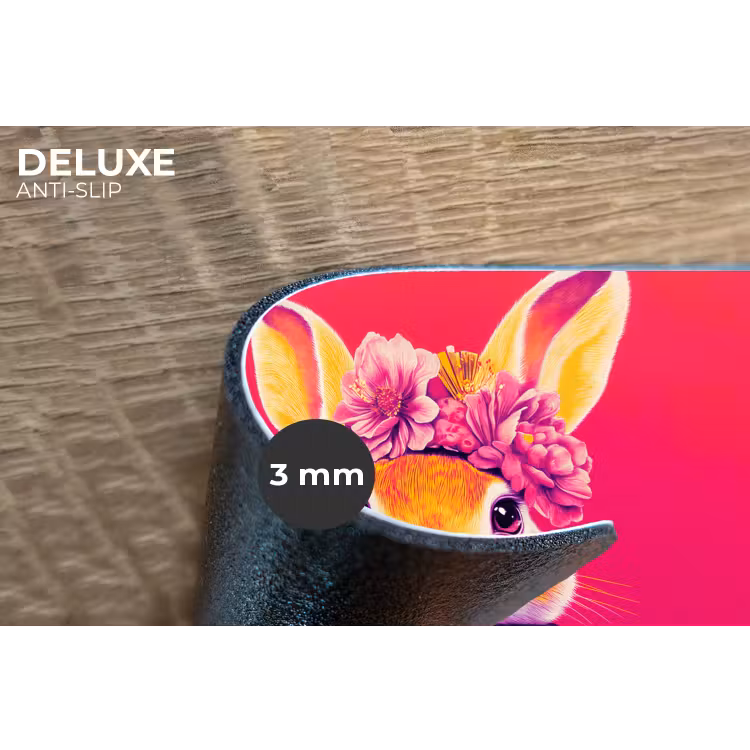 Konijn - Bloemen - Kleurrijk - Kimono Placemat vinyl groot -closeup